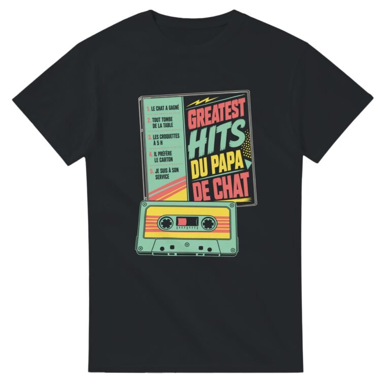 T shirt Greatest Hits du Papa de Chat le Chat A Gagné Tout Tombe de la Table