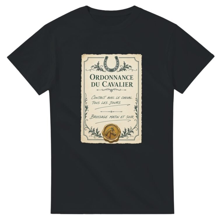 T shirt Ordonnance du Cavalier Contact Avec le Cheval Tous les Jours Brossage Matin