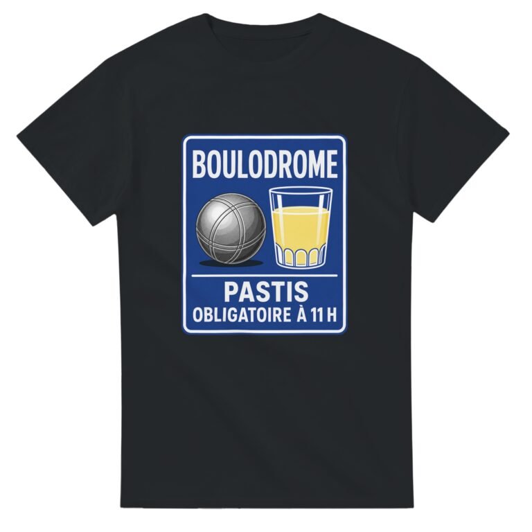T shirt Pétanque Boulodrome Pastis Obligatoire à 11 H