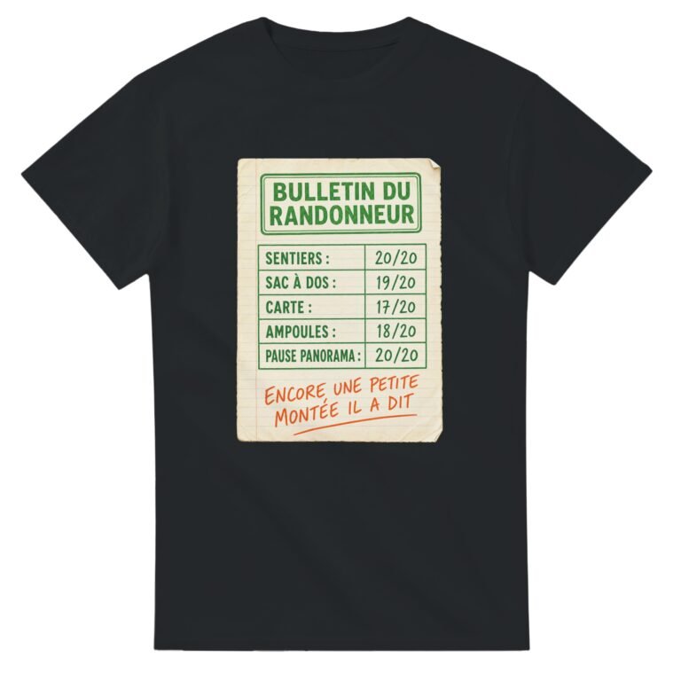 T shirt Bulletin du Randonneur Sentiers Sac à Dos Carte Ampoules Pause Panorama