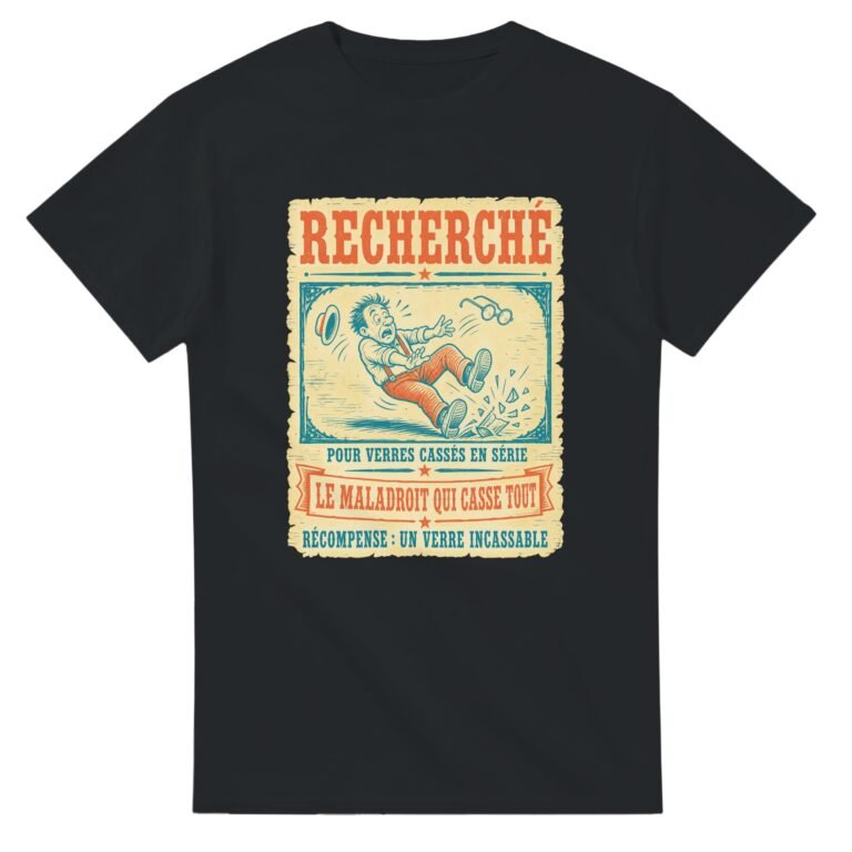 T shirt Recherché pour Verres Cassés en Série le Maladroit Qui Casse Tout Récompense