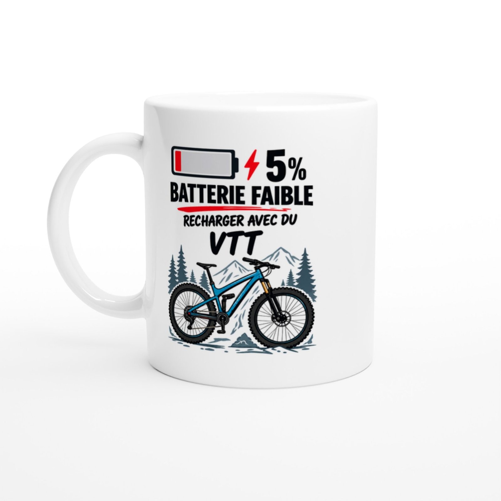 Mug Batterie Faible 5 % Recharger Avec Du VTT