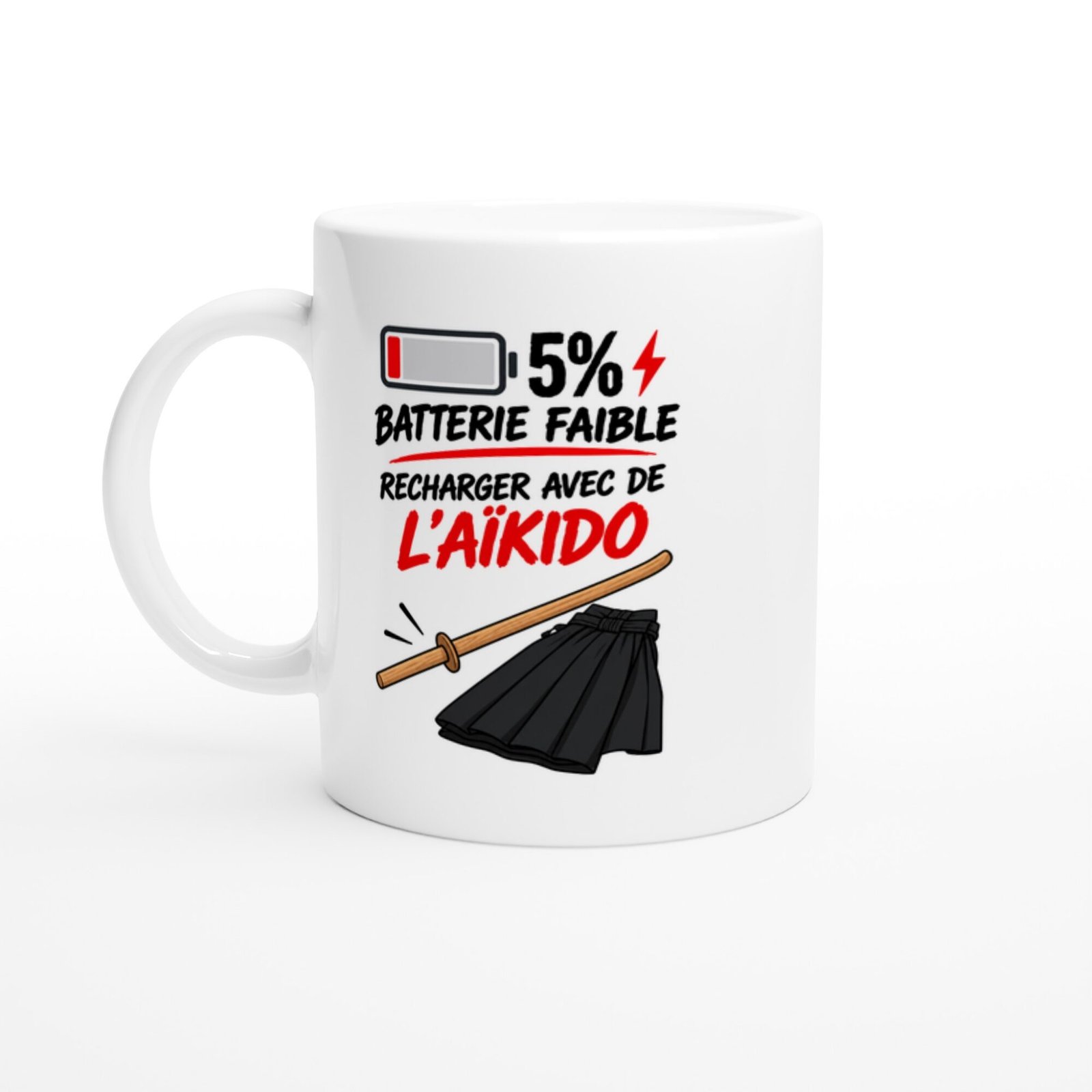 Mug Batterie Faible 5 % Recharger Avec De L&rsquo;Aïkido