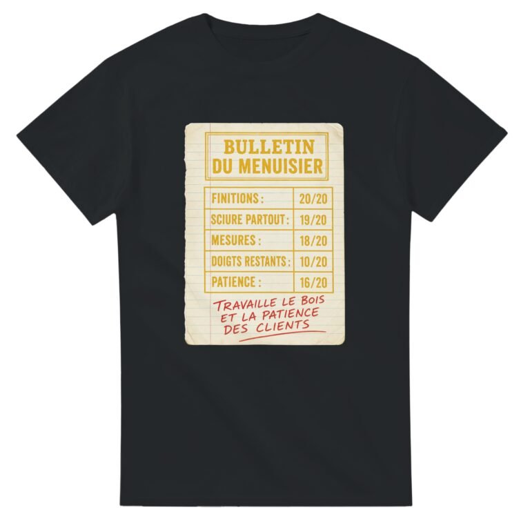 T shirt Bulletin du Menuisier Finitions Sciure Partout Mesures Doigts Restants Patience