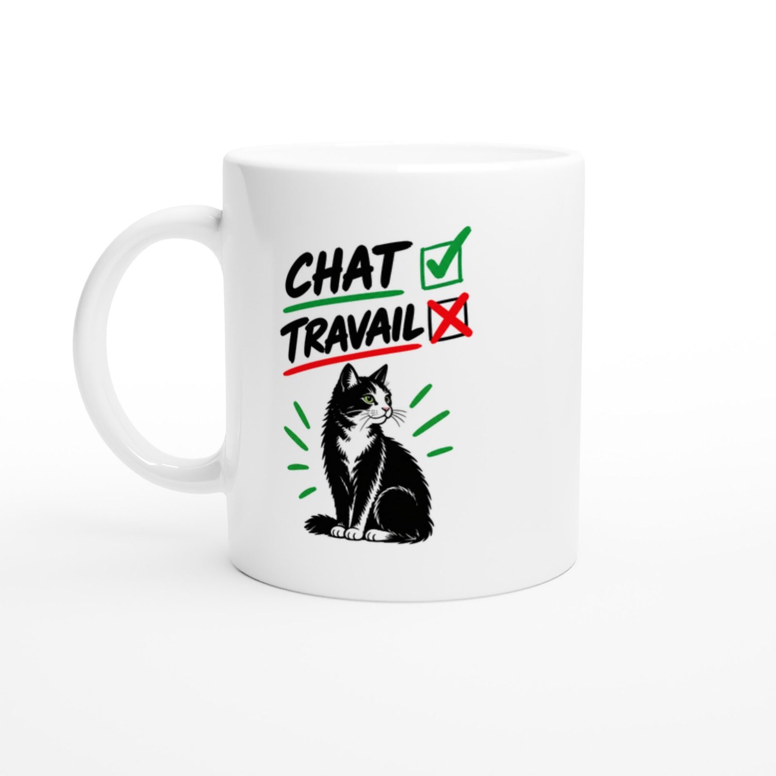 Mug Chat Oui Travail Non