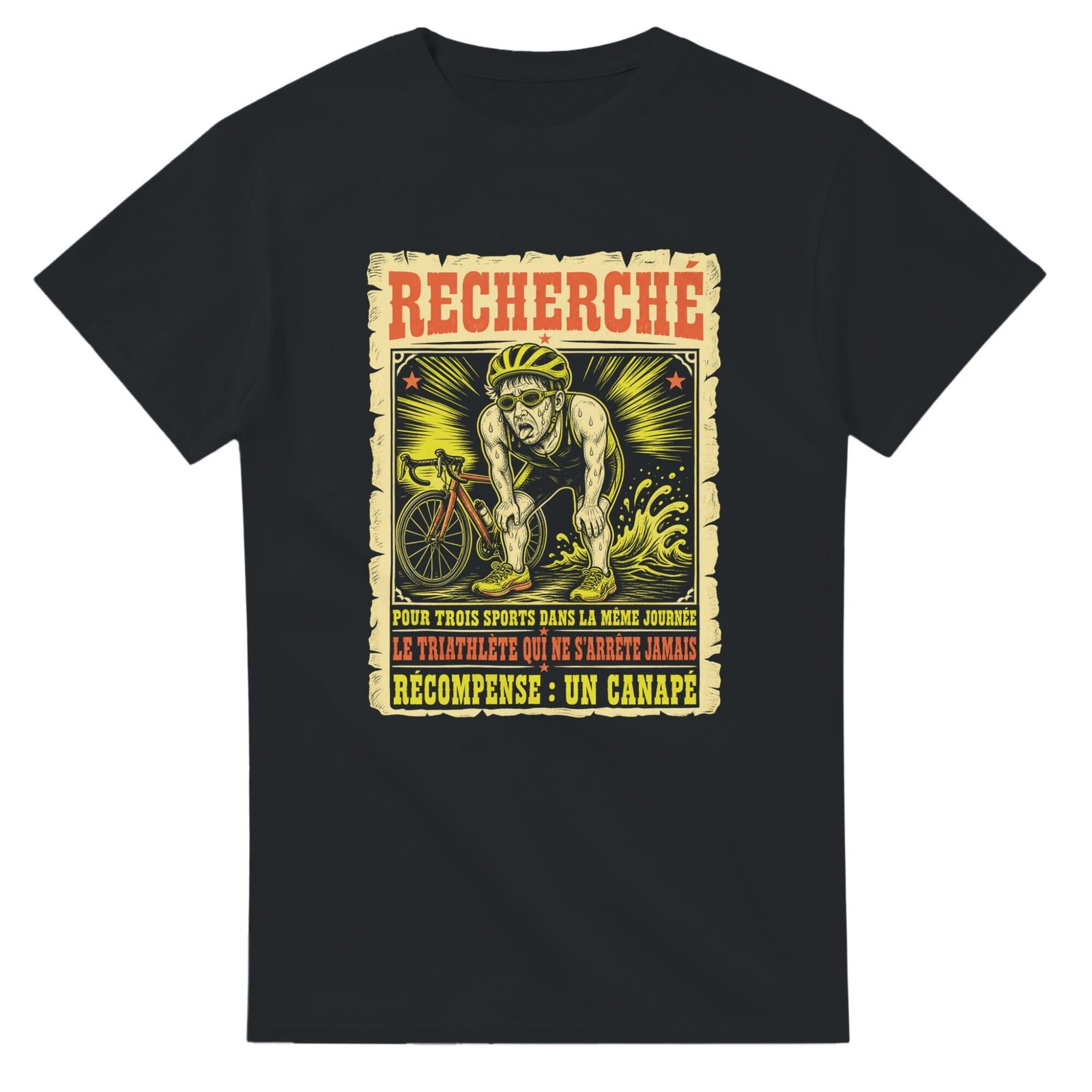 T shirt Recherché pour Trois Sports Dans la Même Journée le Triathlète Qui Ne S'Arrête