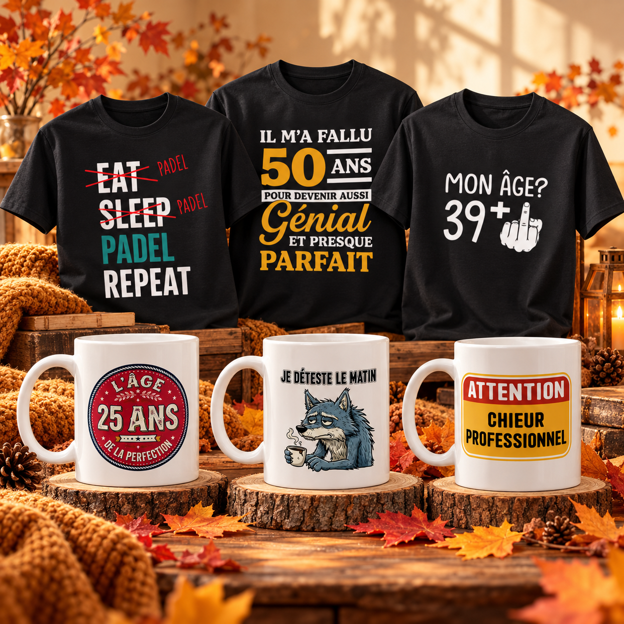 Sélection de T-shirts et mugs humoristiques