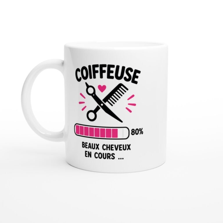 Mug Coiffeuse Chargement 80% Beaux Cheveux en Cours - Idée Cadeau