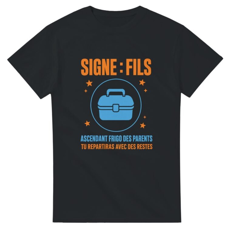 T shirt Signe Fils Ascendant Frigo des Parents Tu Repartiras Avec des Restes