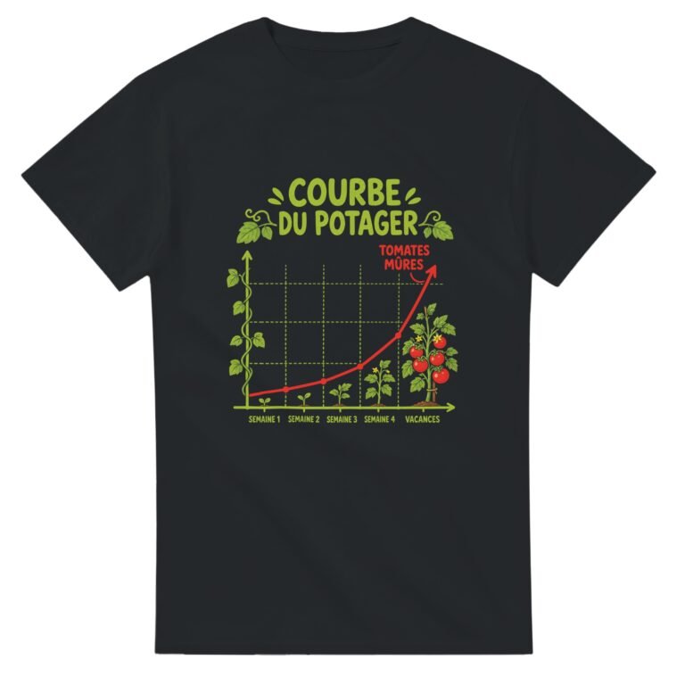 T shirt Courbe du Potager Tomates Mûres Semaine 1 Semaine 2 Semaine 3 Semaine 4 Vacances