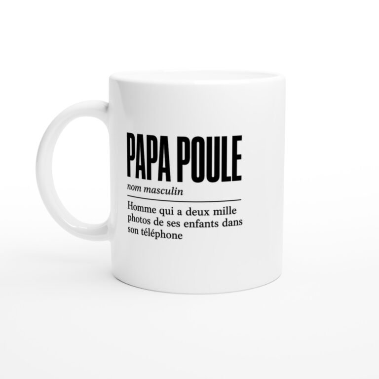 Mug Papa Poule Homme Qui a Deux Mille Photos de Ses Enfants Dans Son Téléphone