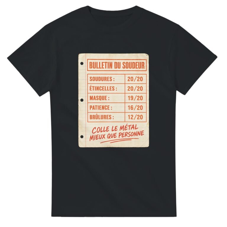 T shirt Bulletin du Soudeur Soudures Étincelles Masque Patience Brûlures Colle le Métal