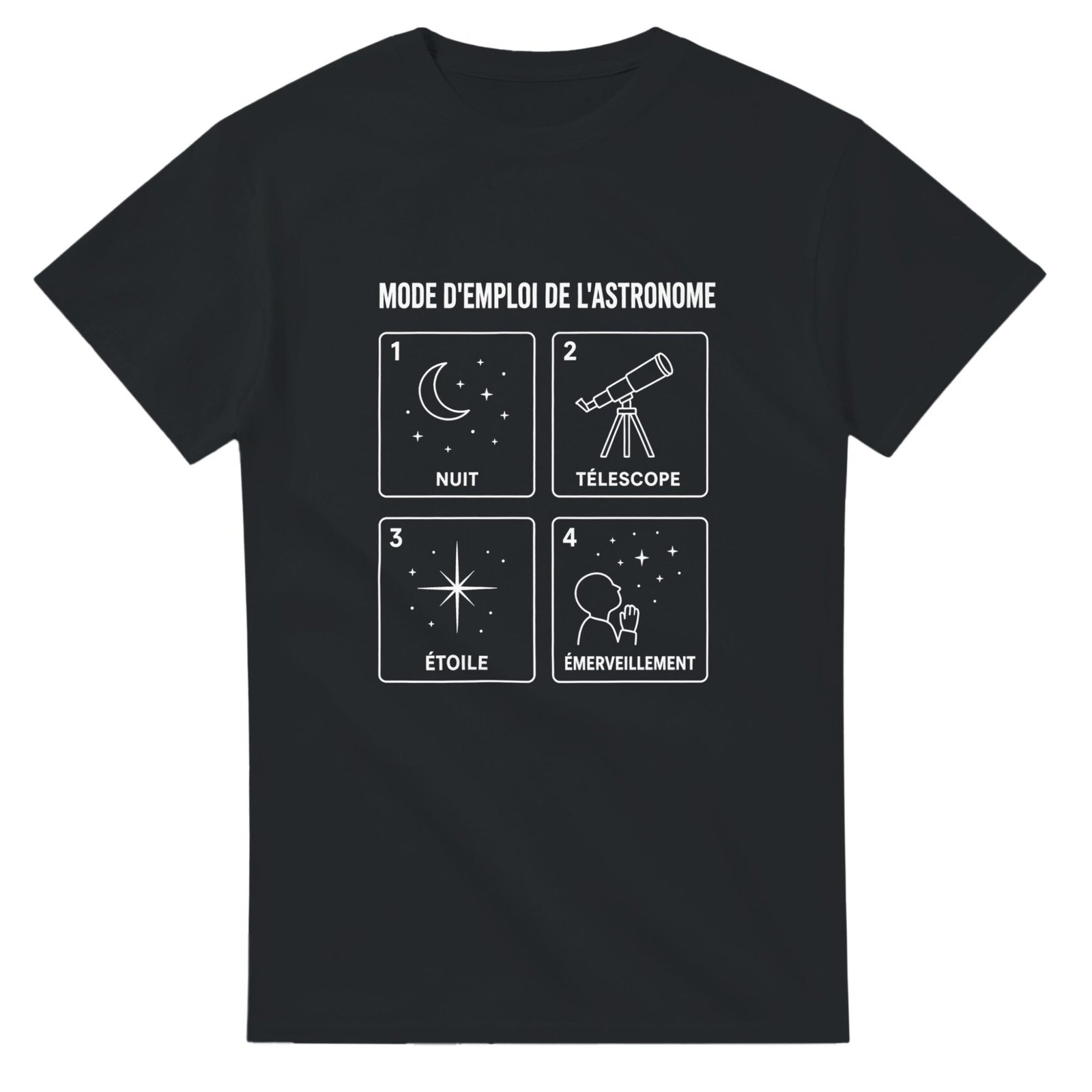 T shirt Mode d&rsquo;Emploi de l&rsquo;Astronome Nuit Télescope Étoile Émerveillement