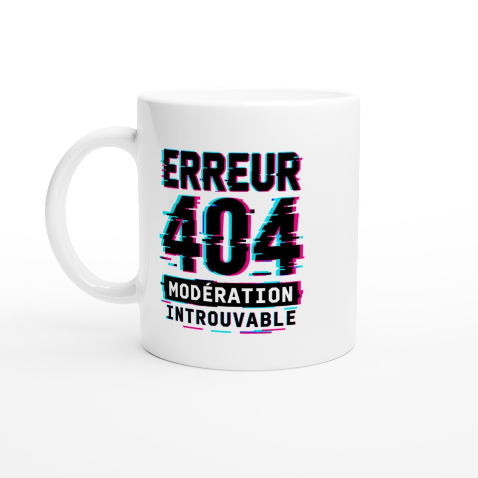 Mug Erreur 404 Modération Introuvable Bandeau Glitch Rose