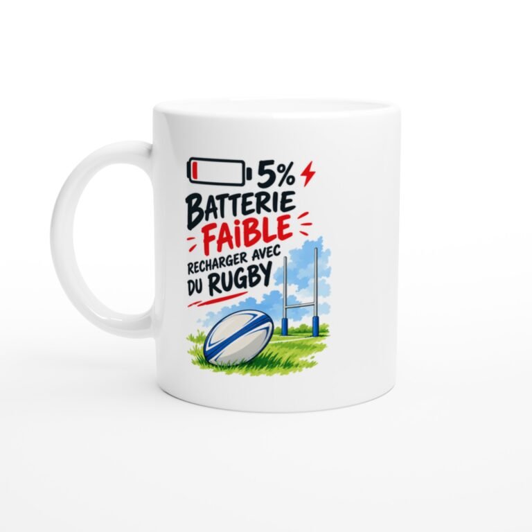 Mug Batterie Faible Recharger Avec Du Rugby