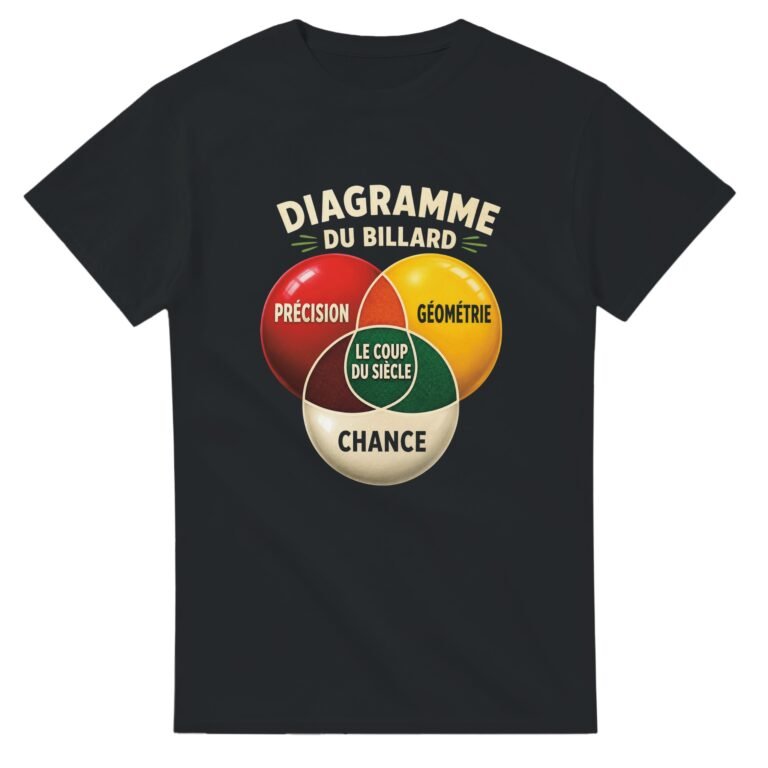 T shirt Billard Diagramme Précision Géométrie Chance le Coup du Siècle