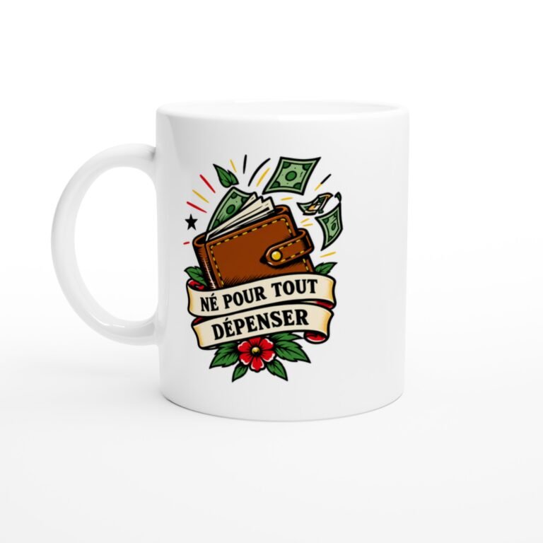 Mug Né pour Tout Dépenser Portefeuille Penché