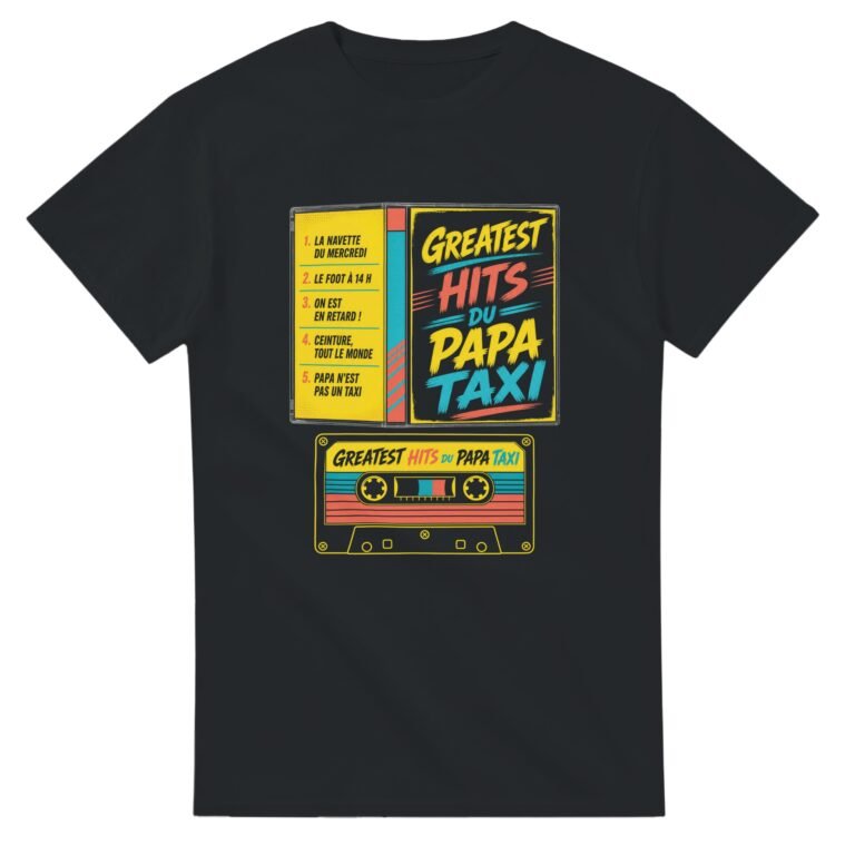 T shirt Greatest Hits du Papa Taxi la Navette du Mercredi le Foot à 14 H On Est en Retard
