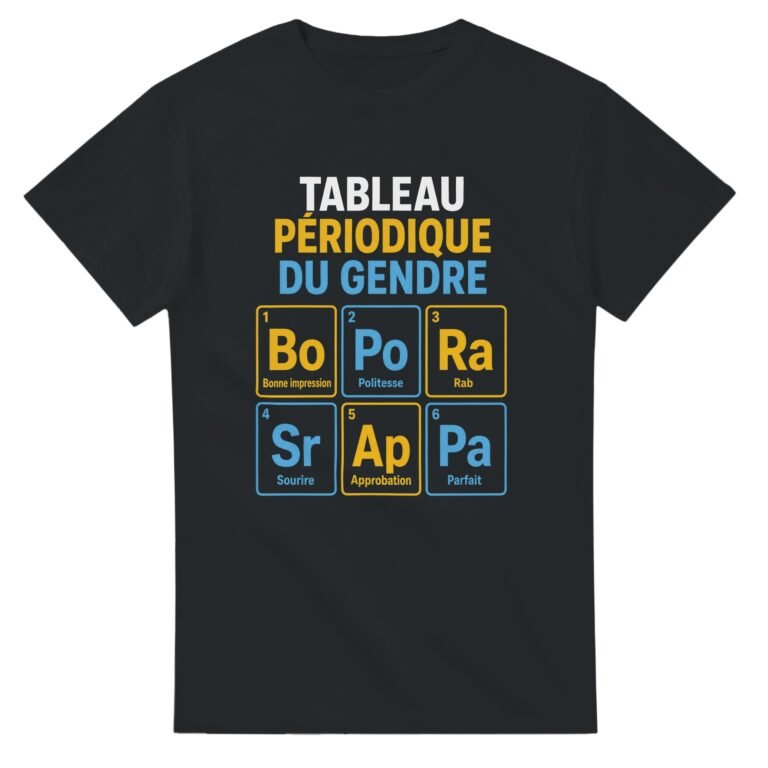 T shirt Tableau Périodique du Gendre Bonne Impression Politesse Rab Sourire Approbation