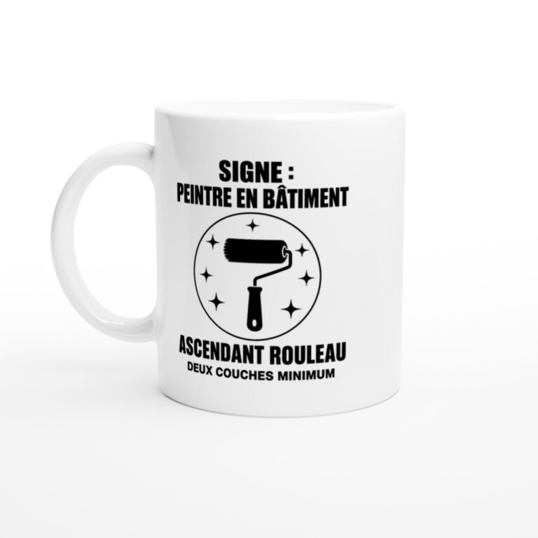 Mug Signe Peintre en Bâtiment Ascendant Rouleau Deux Couches Minimum