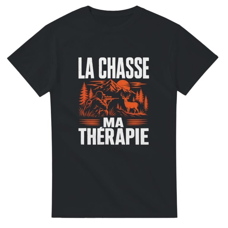 T shirt La Chasse Ma Thérapie Silhouette Orange