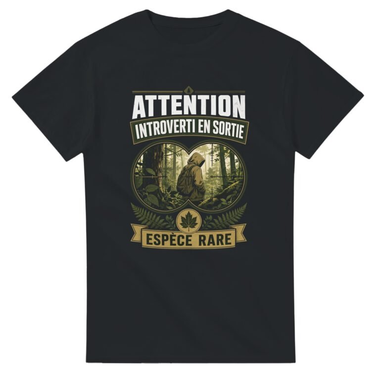 T shirt Attention Introverti en Sortie Espèce Rare
