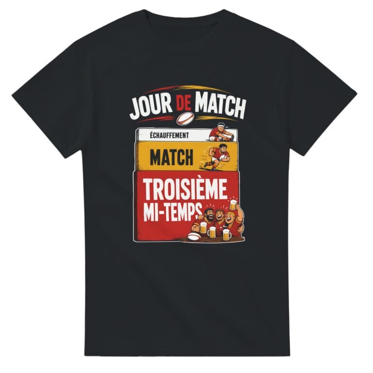 T shirt Rugby Jour de Match Échauffement Match Troisième Mi-Temps