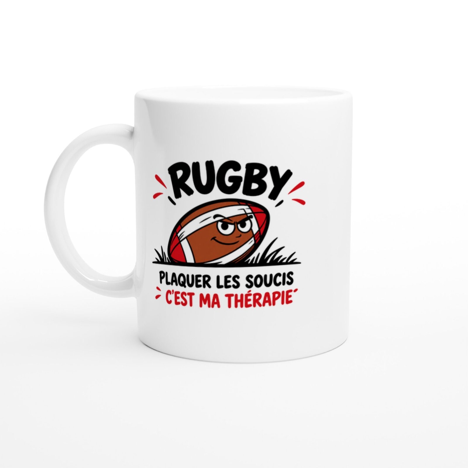 Mug Rugby Plaquer les Soucis C&rsquo;est Ma Thérapie – Idée Cadeau