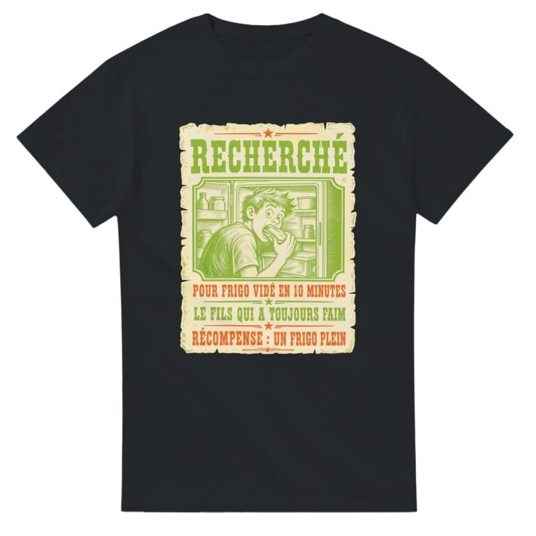 T shirt Recherché pour Frigo Vidé en 10 Minutes le Fils Qui A Toujours Faim Récompense