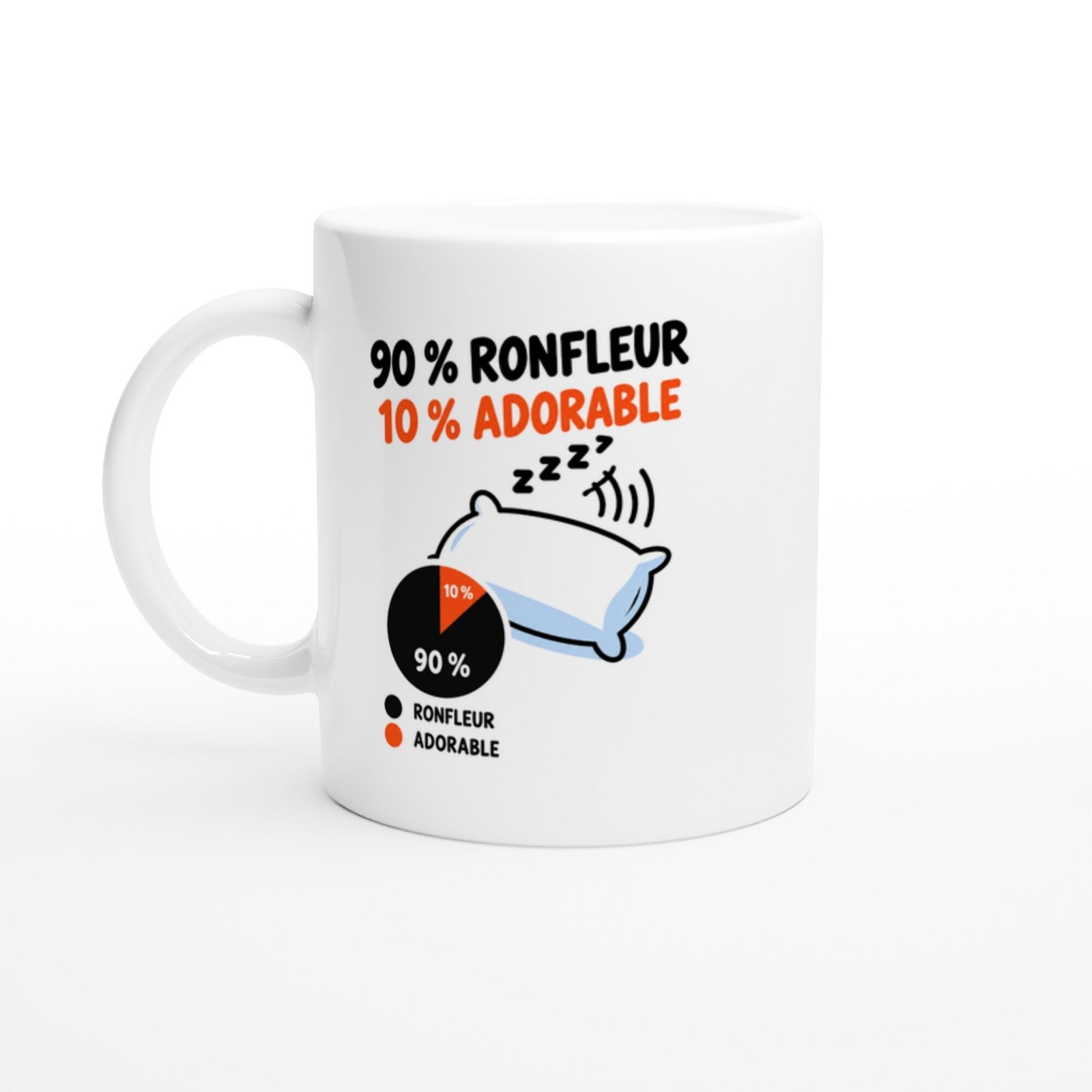 Mug 90 pour cent Ronfleur 10 pour cent Adorable Camembert Noir