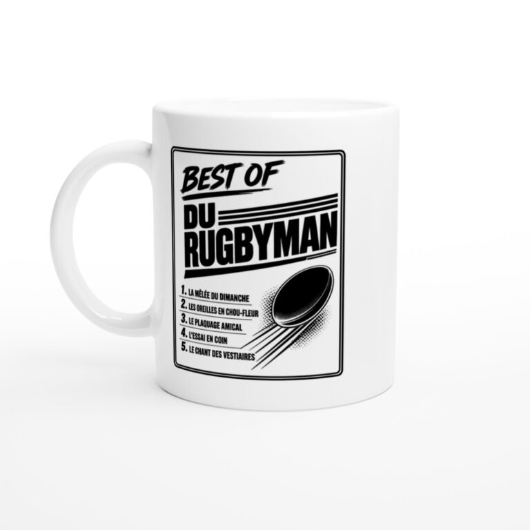 Mug Best Of du Rugbyman la Mêlée du Dimanche les Oreilles en Chou-Fleur le Plaquage Amical