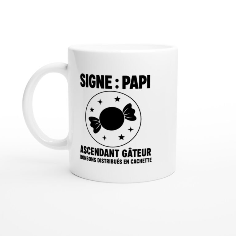 Mug Signe Papi Ascendant Gâteur Bonbons Distribués en Cachette