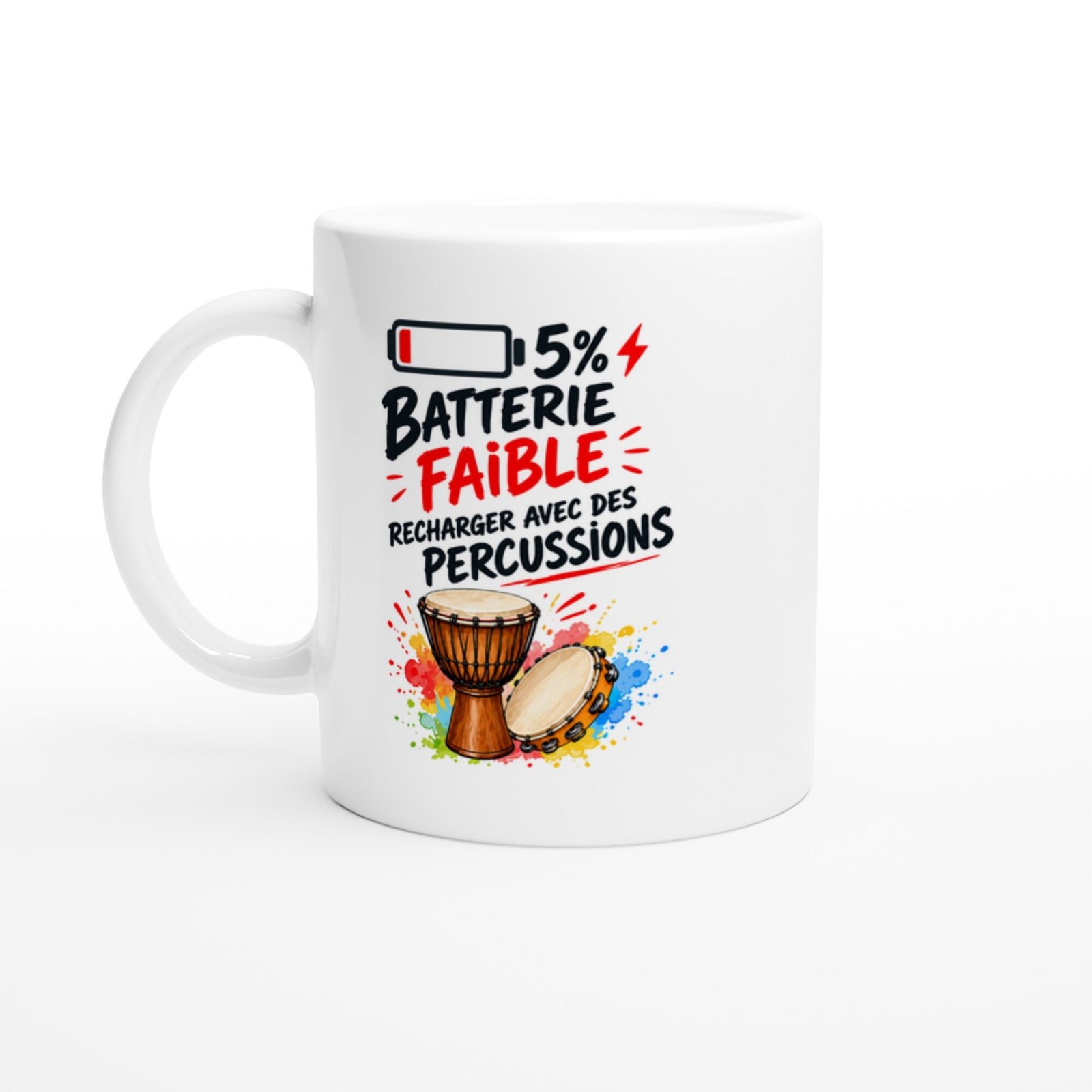 Mug Batterie Faible Recharger Avec Des Percussions
