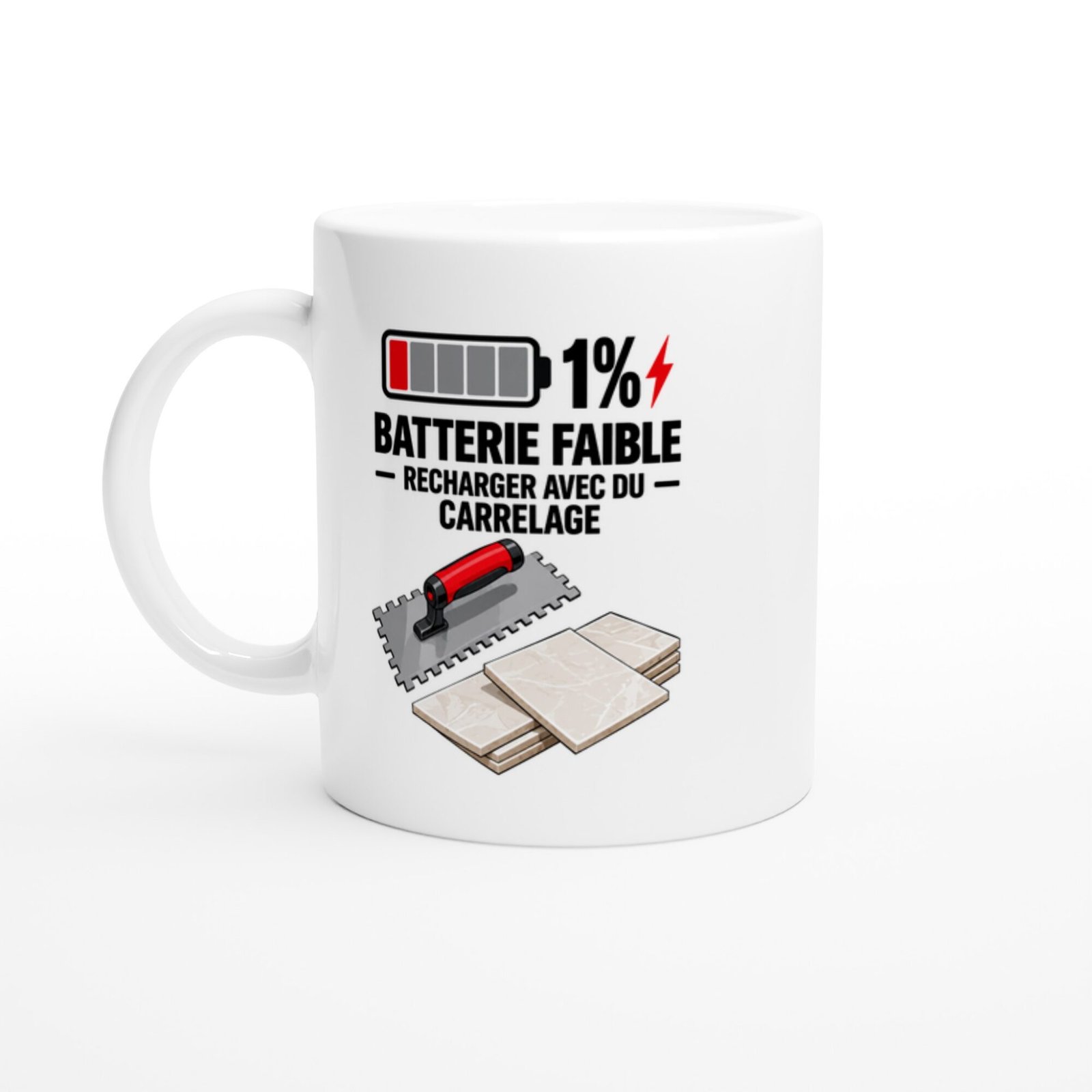 Mug Batterie Faible Recharger Avec Du Carrelage