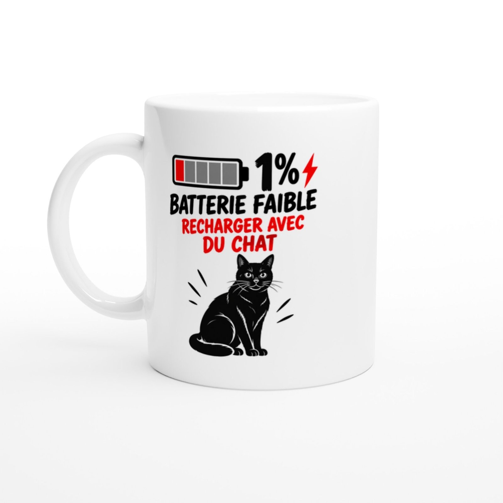 Mug Batterie Faible Recharger Avec Du Chat