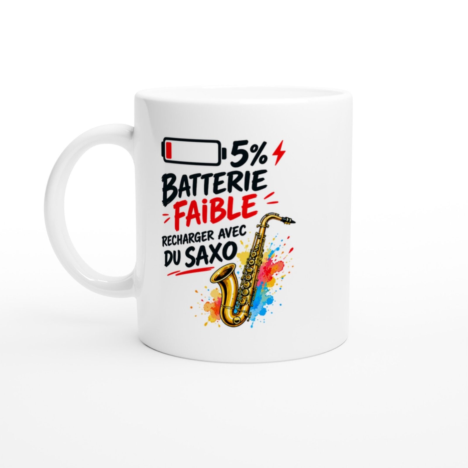 Mug Batterie Faible Recharger Avec Du Saxo
