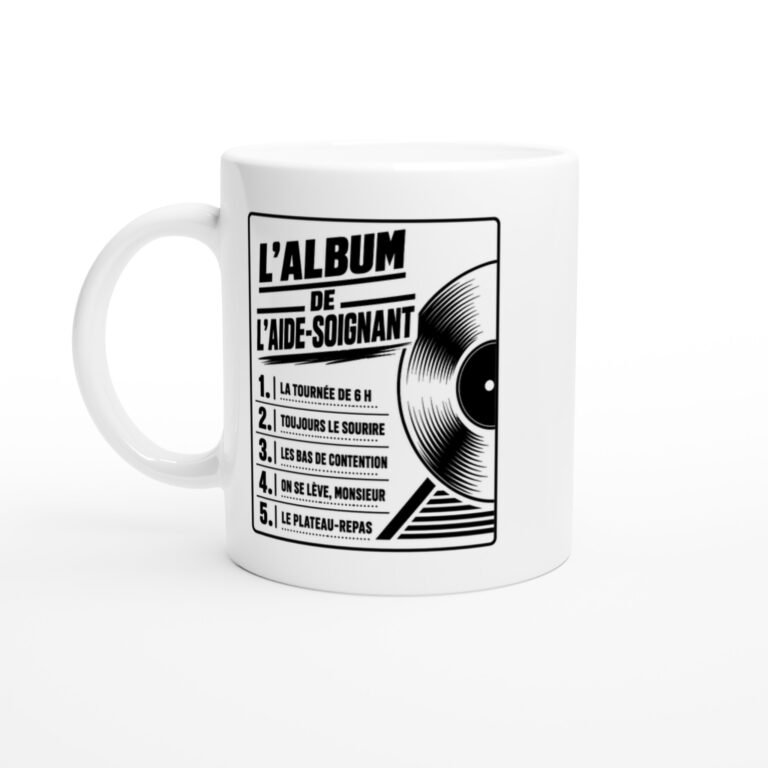 Mug l'Album de l'Aide-Soignant la Tournée de 6 H Toujours le Sourire les Bas de Contention