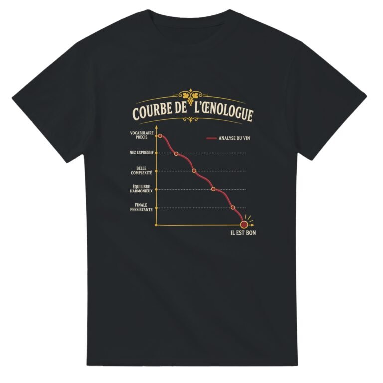 T shirt Courbe de l'Œnologue Analyse du Vin Vocabulaire Précis Nez Expressif Belle