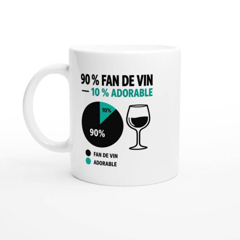 Mug 90 pour cent Fan de Vin 10 pour cent Adorable