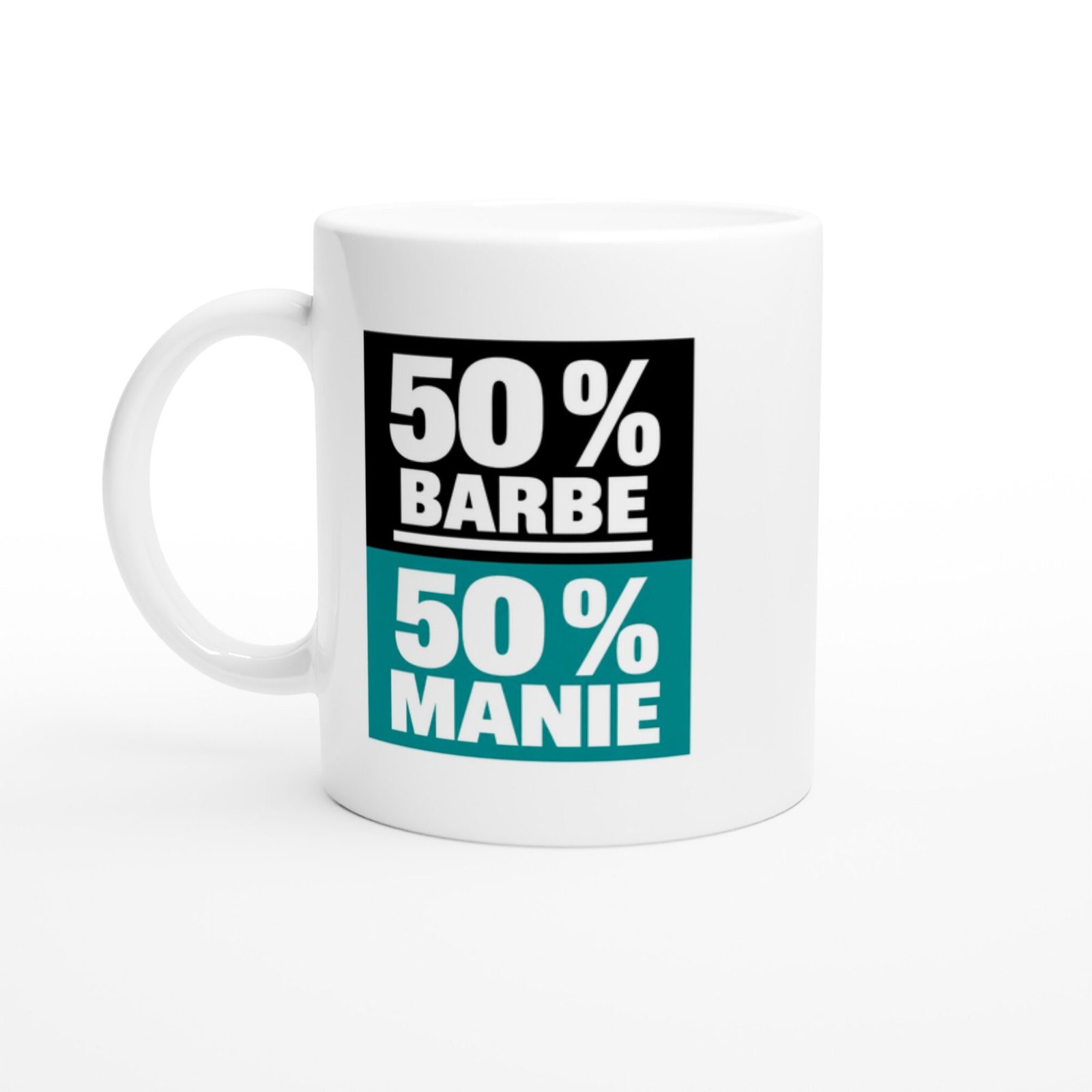Mug 50 pour cent Barbe 50 pour cent Manie