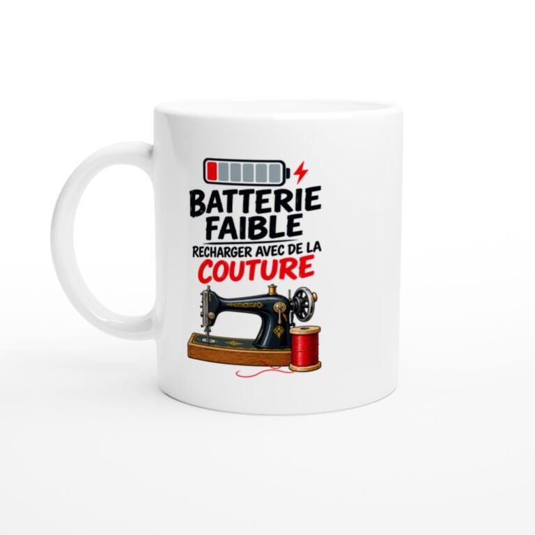 Mug Batterie Faible Recharger Avec De La Couture
