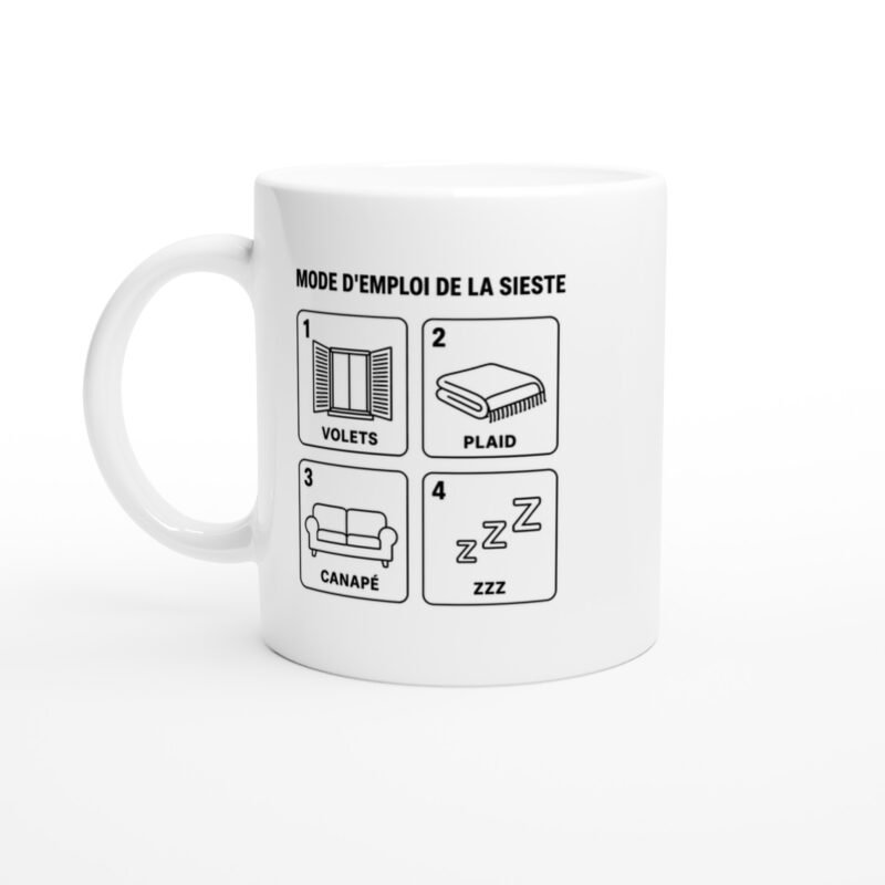 Mug Mode d'Emploi de la Sieste Volets Plaid Canapé Zzz