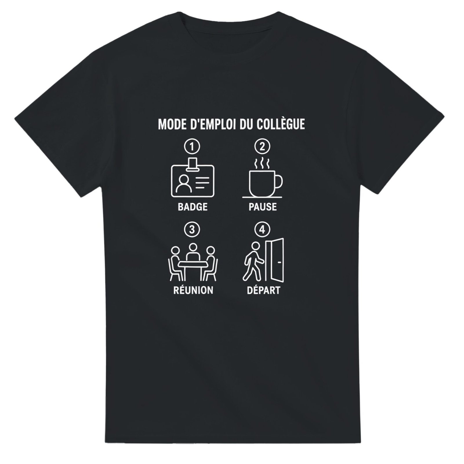 T shirt Mode d'Emploi du Collègue Badge Pause Réunion Départ