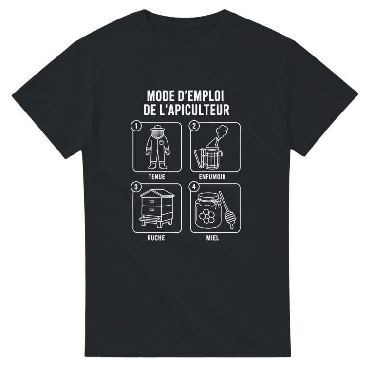 T shirt Mode d'Emploi de l'Apiculteur Tenue Enfumoir Ruche Miel
