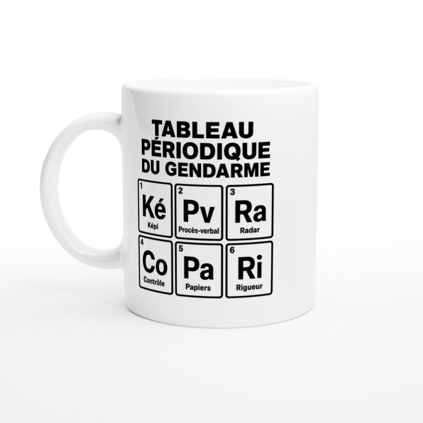 Mug Tableau Périodique du Gendarme Képi Procès-Verbal Radar Contrôle Papiers Rigueur