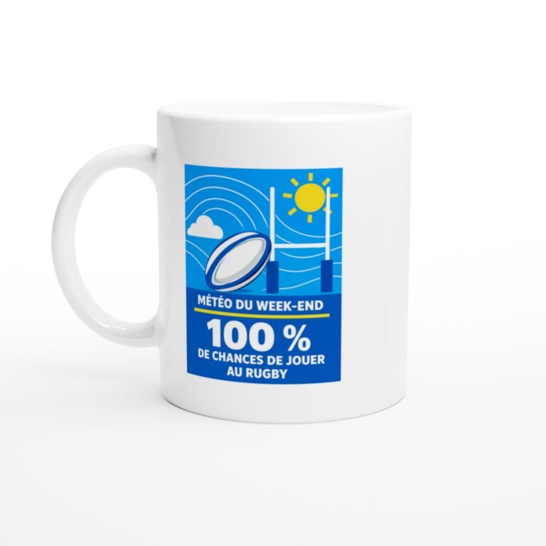 Mug Rugby Ciel Bleu Météo Du Week-End 100 % De Chances De Jouer Au Rugby