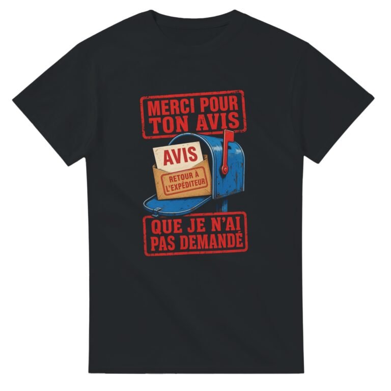 T shirt Sarcasme Merci pour Ton Avis Que Je N'Ai Pas Demandé Avis Retour à l'Expéditeur