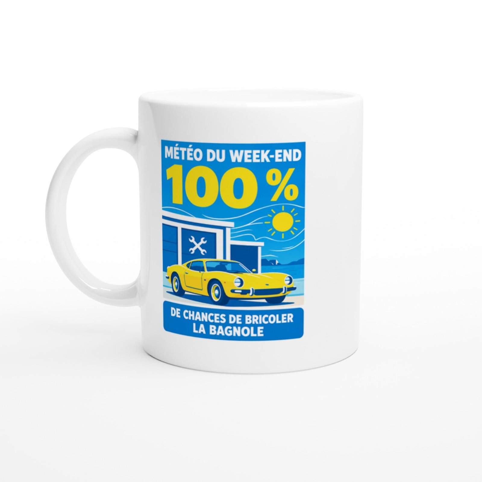 Mug Mécanique Auto Météo Du Week-End 100 % De Chances De Bricoler La Bagnole