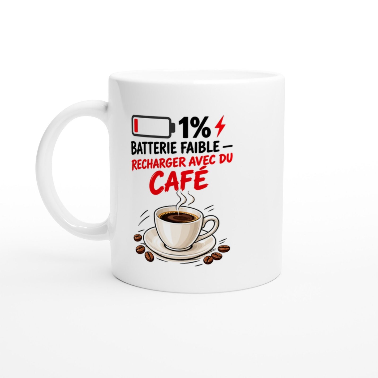 Mug Batterie Faible Recharger Avec Du Café