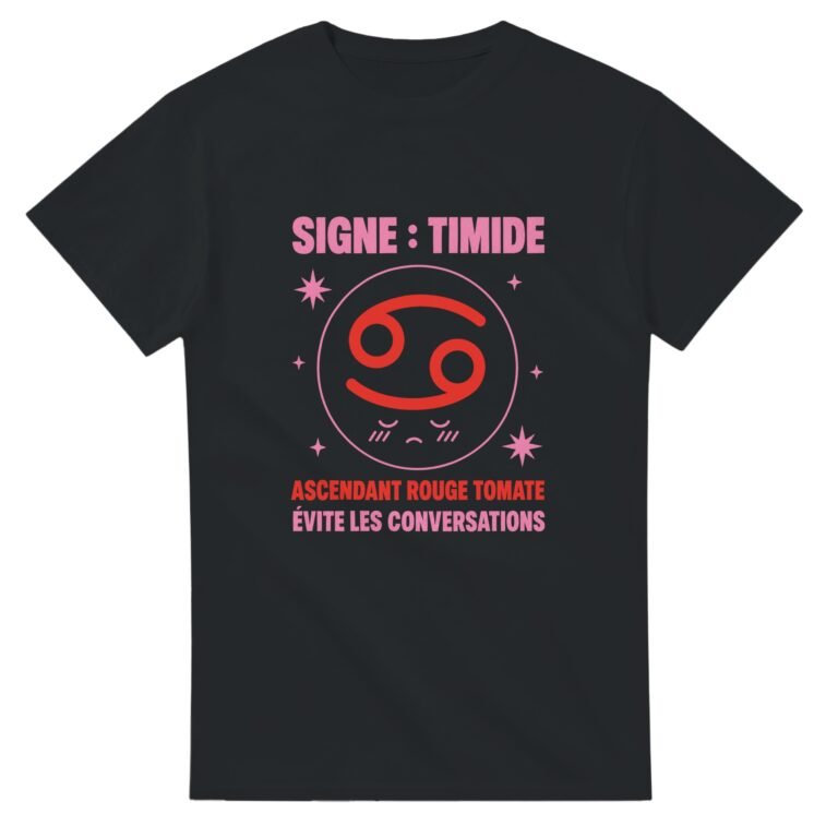 T shirt Signe Timide Ascendant Rouge Tomate Évite les Conversations